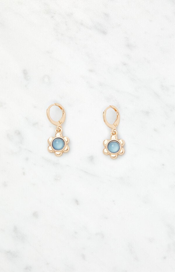 Blue Daisy Drop Earrings