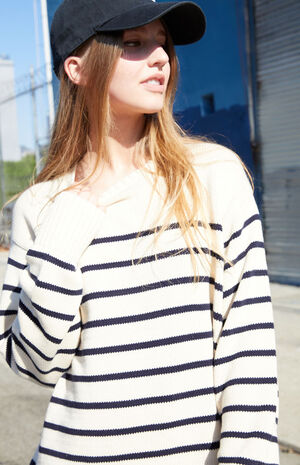 White & Blue Striped Brianna Sweater image number 2
