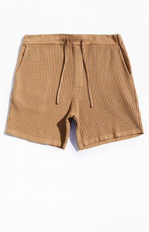 Brown Woven Knit Shorts image number 1