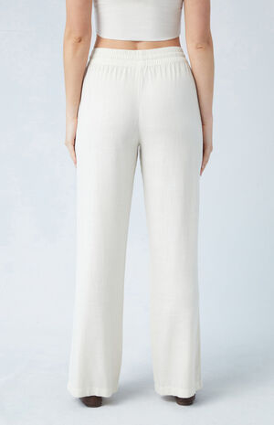 Cream Linen Pull-On Pants image number 4