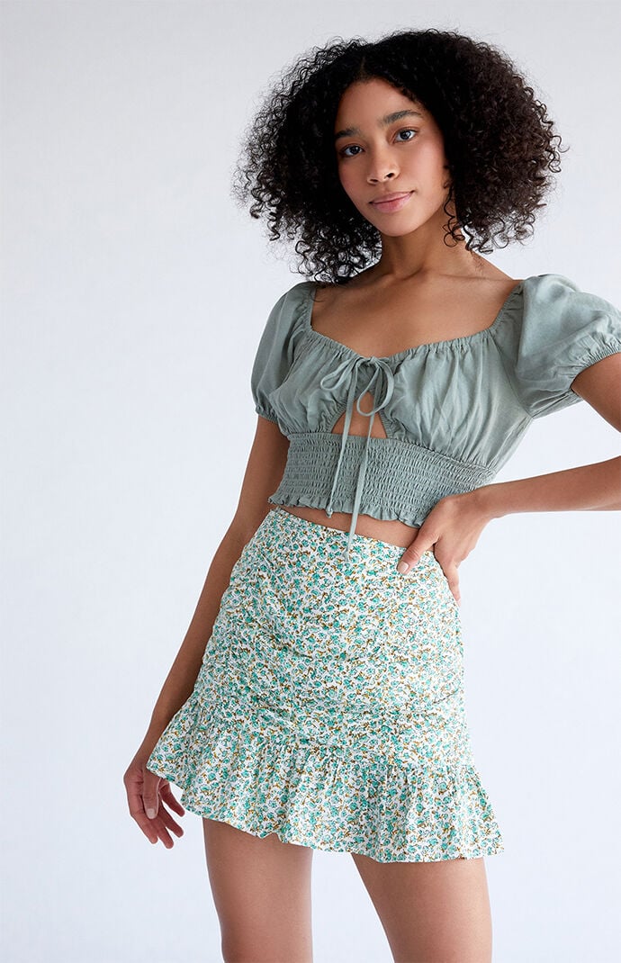 La hearts top ruffle mini skirt