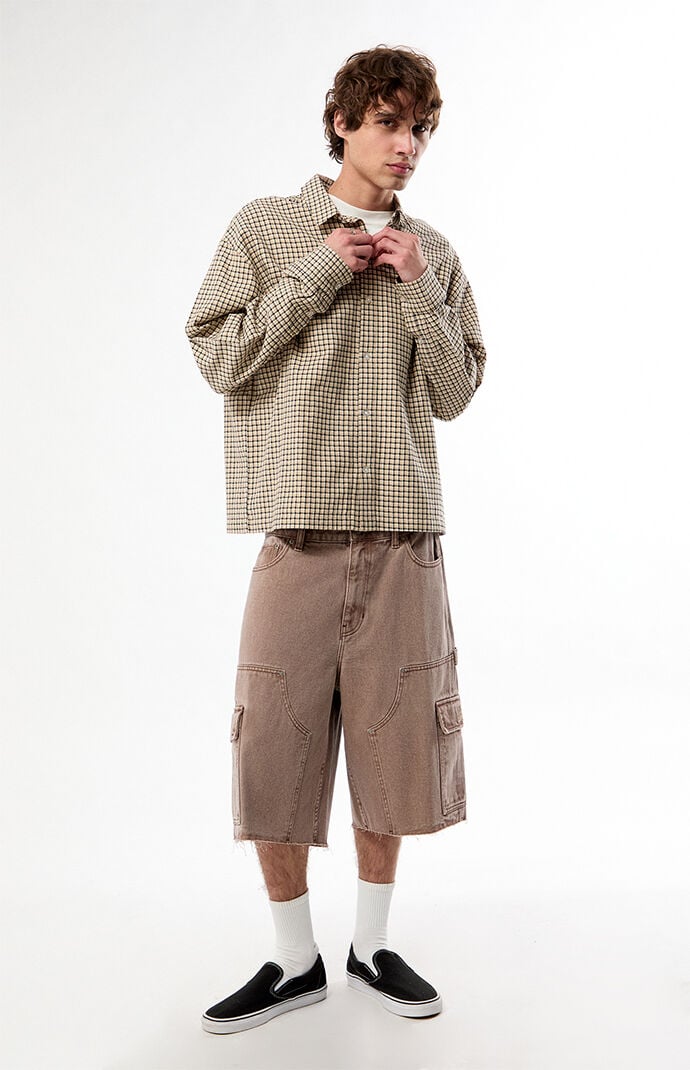 Pacsun Micro Plaid Flannel Long Sleeve Shirt