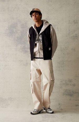 Khaki Baggy Zip Off Carpenter Pants image number 1