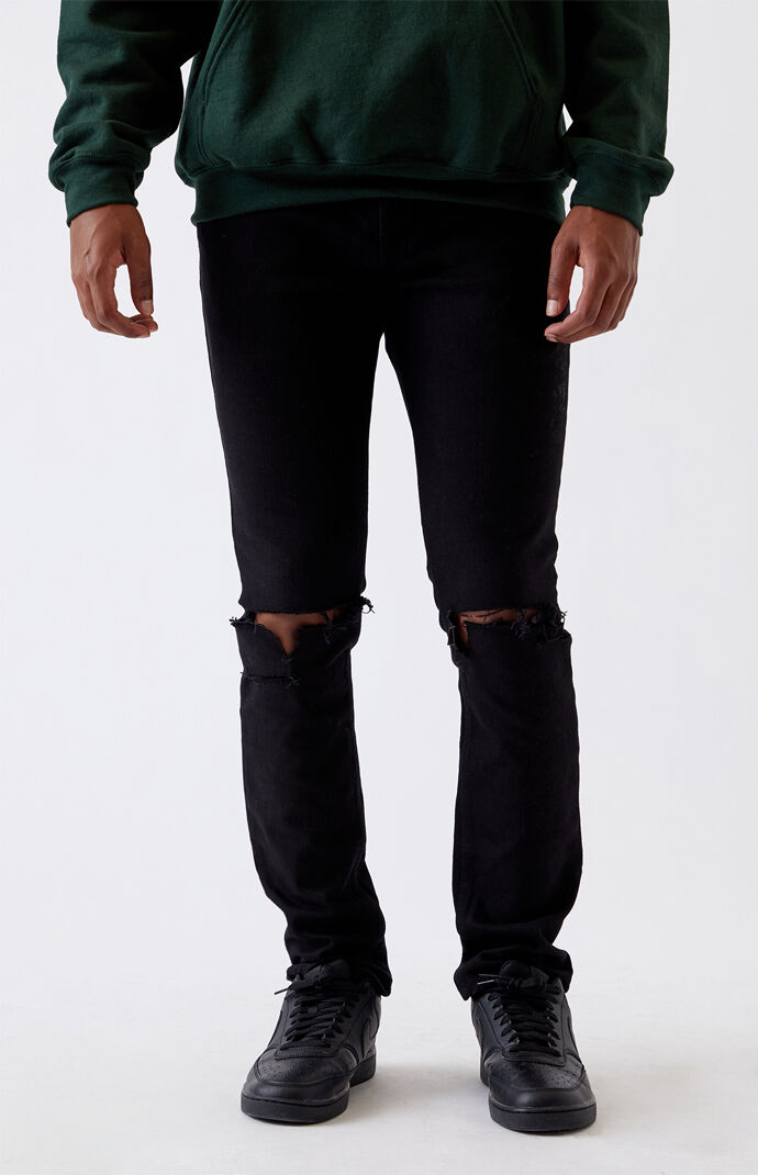 men's black ripped skinny jeans