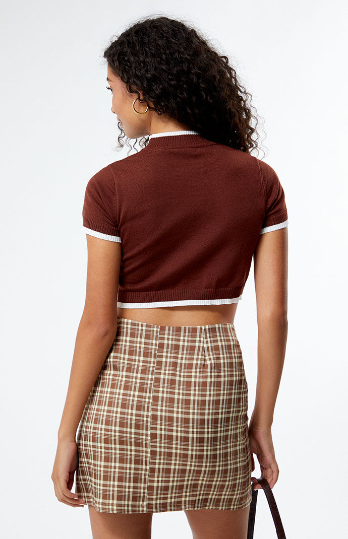 Daisy Street Plaid Lace Up Mini Skirt PacSun