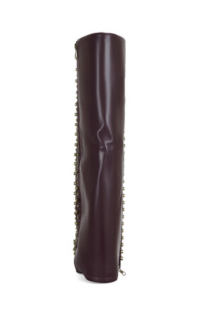 Agustue Burgundy Studded Faux Leather Knee High Boots image number 3