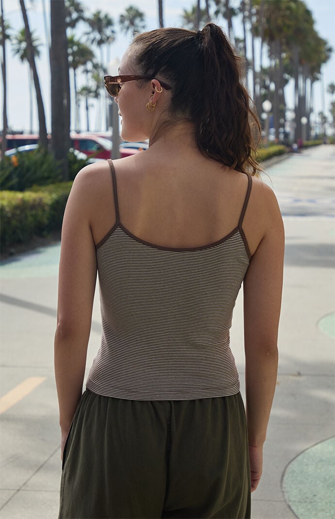 John Galt Brown Skylar Striped Tank Top