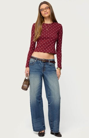 Daliya Polka Dot Long Sleeve Top image number 5