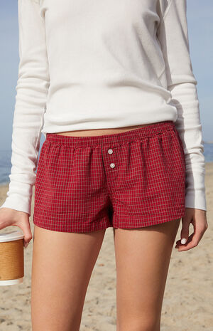 Keira Red Plaid Boxer Shorts image number 2