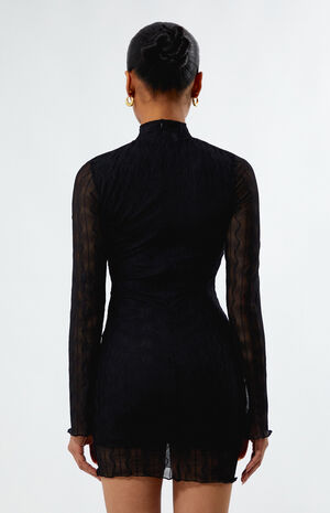 Textured Mock Neck Mini Dress image number 4