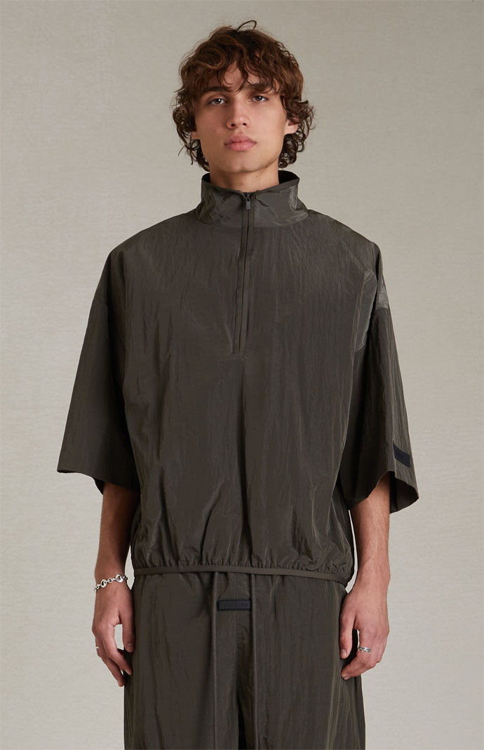 Fear of God Essentials Ink Crinkle Nylon Half Zip Mock Neck