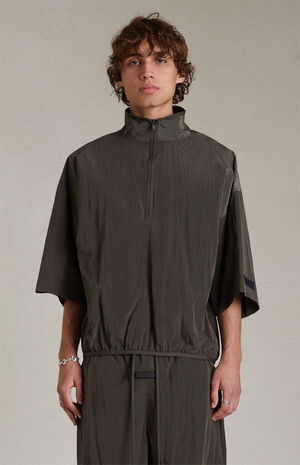 Ink Crinkle Nylon Half Zip Mock Neck Shirt image number 1