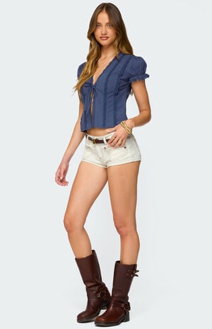 Cotton Lacey Tie Front Top image number 4