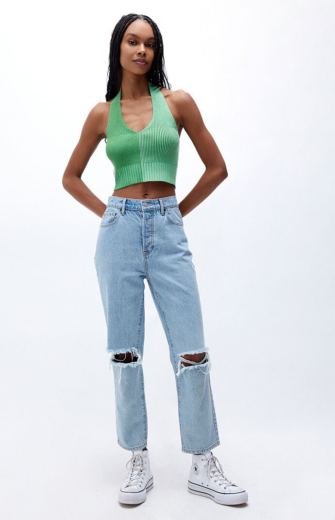 LA Hearts Two Toned Halter Sweater Tank 