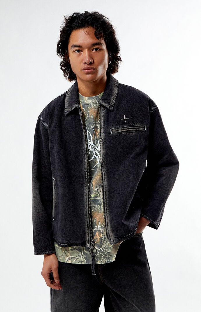 PacSun Black Washed Denim Gas Jacket | PacSun