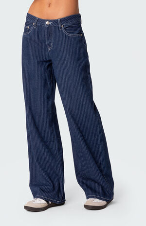 Pinstripe Low Rise Jeans image number 4