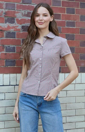 Brown Gingham Teagan Collared Top image number 1