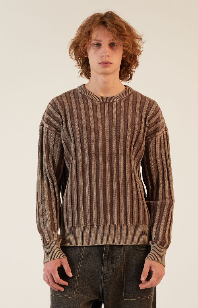 Pacsun Brown Wide Ribbed Knit Crew Neck Sweater | PacSun
