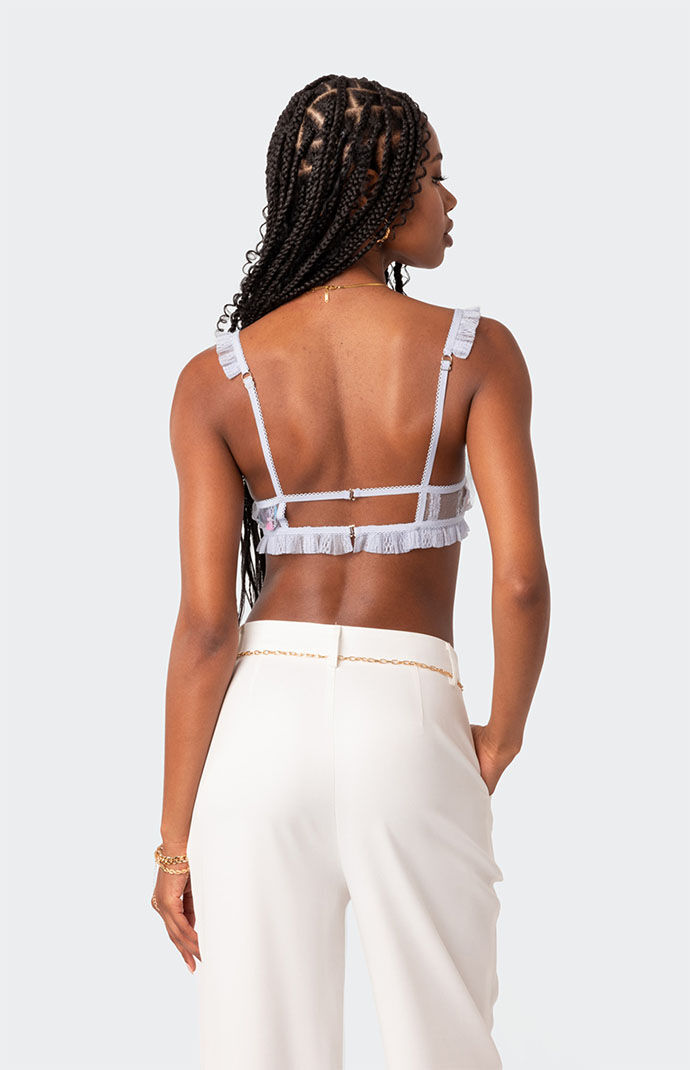 Edikted Gabi Ruffle Sheer Lace Bralette