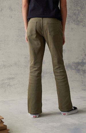 Green Stretch Flare Jeans image number 4