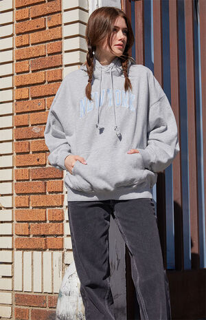 Heather Grey New York Oversized Hoodie image number 1