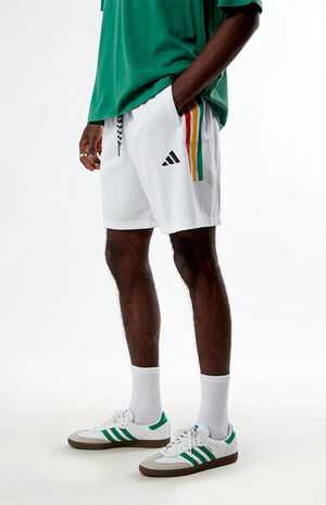 Striped White Mesh Shorts image number 3