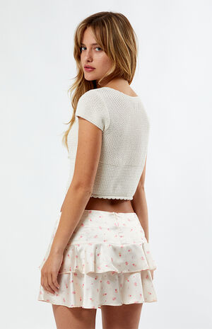 Peach Pink Daisy Mini Skirt image number 3