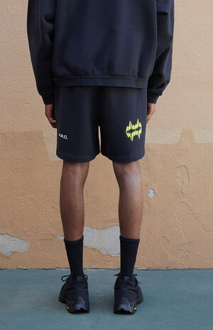 Black Vintage Wash Heavyweight Fleece Sweat Shorts image number 4