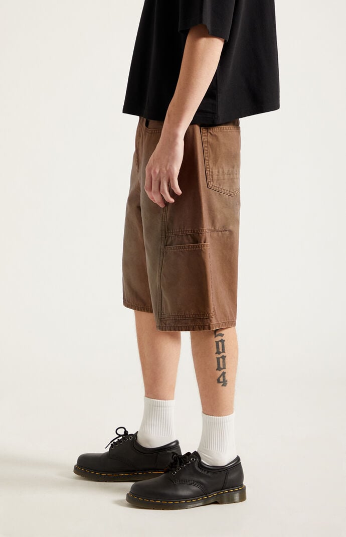 Pacsun Austin Extreme Baggy Jean Shorts Darted Brown | Pacsun
