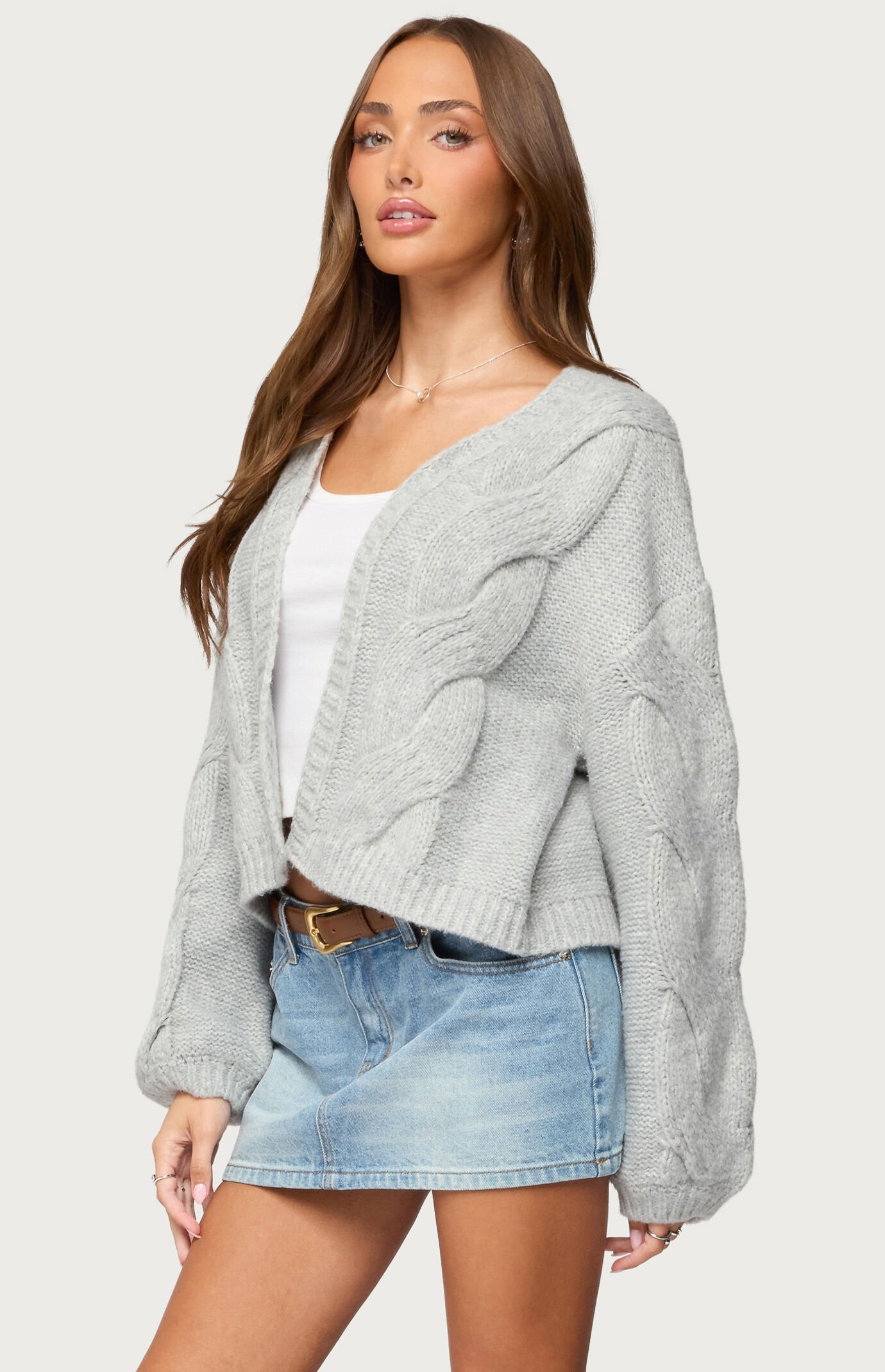 Edikted Braiden Chunky Cable Knit Cardigan