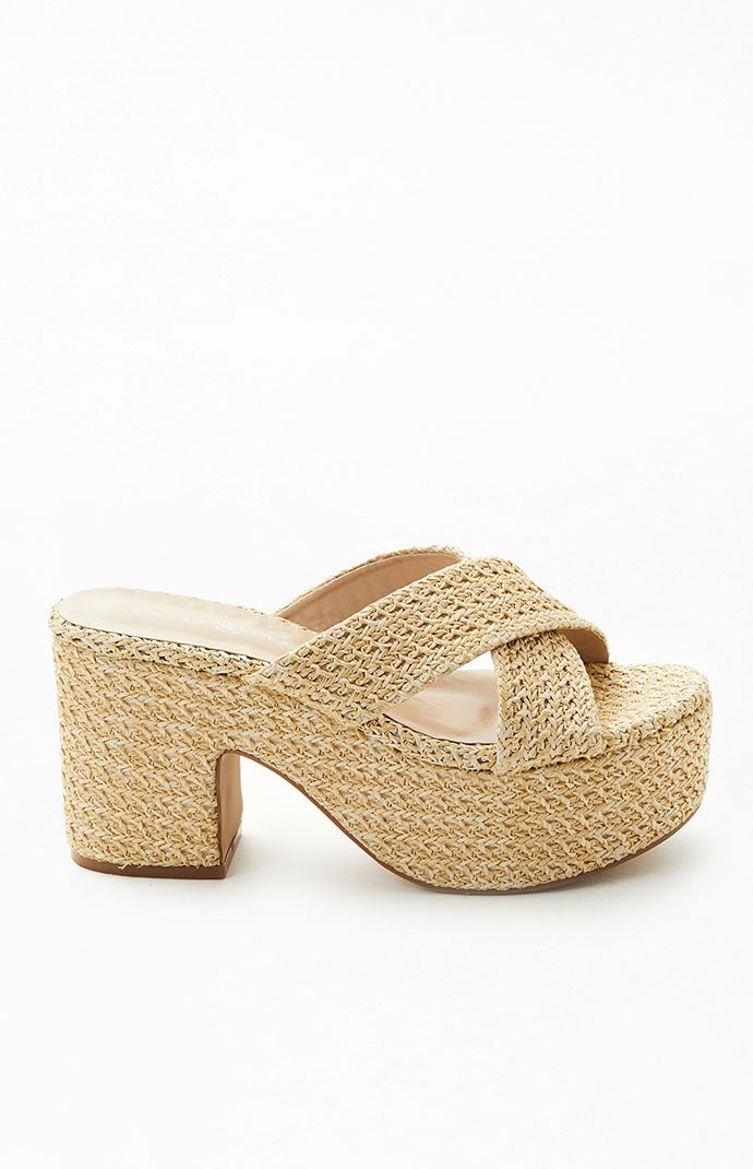Daisy Street Women s Rattan Platform Mule Heels PacSun