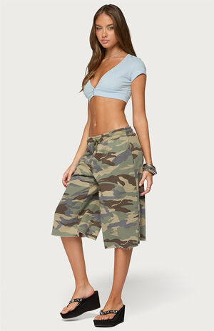 Cecey Button Up Crop Top image number 4