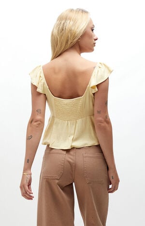 Keyhole Linen Babydoll Top image number 4