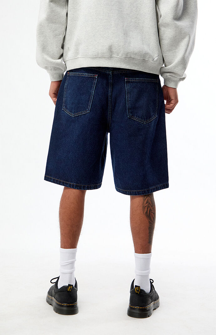 Budweiser by Pacsun Dark Blue Knee Panel Baggy Denim Shorts
