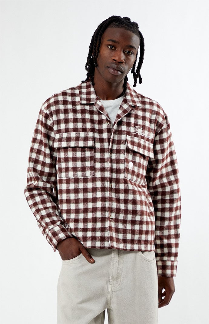 PacSun Cropped Embroidered Flannel Shirt PacSun