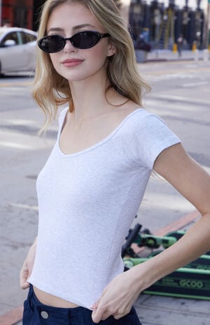 Light Gray V-Neck Top image number 3