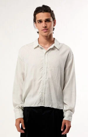 Striped Visible Oxford Long Sleeve Cropped Shirt image number 1