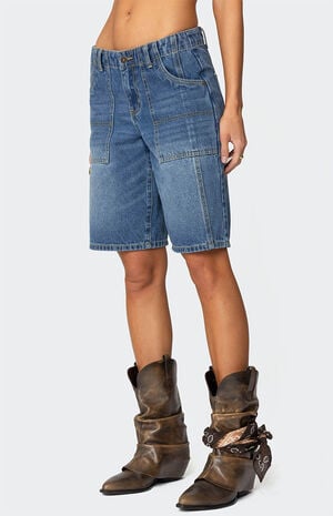 Tris Low Rise Denim Bermuda Shorts image number 3