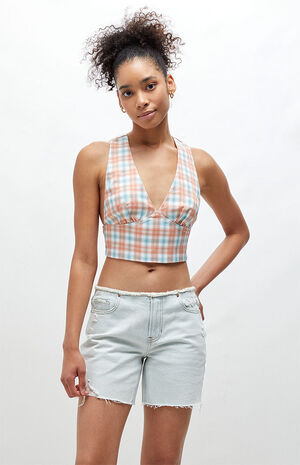 Plaid Crossover Back Tank Top image number 1