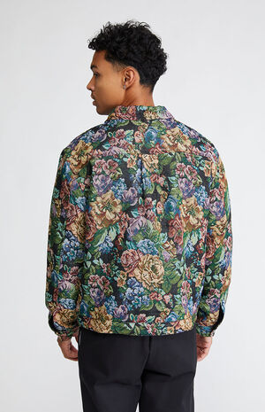 Big flower jacquard bomber jacket