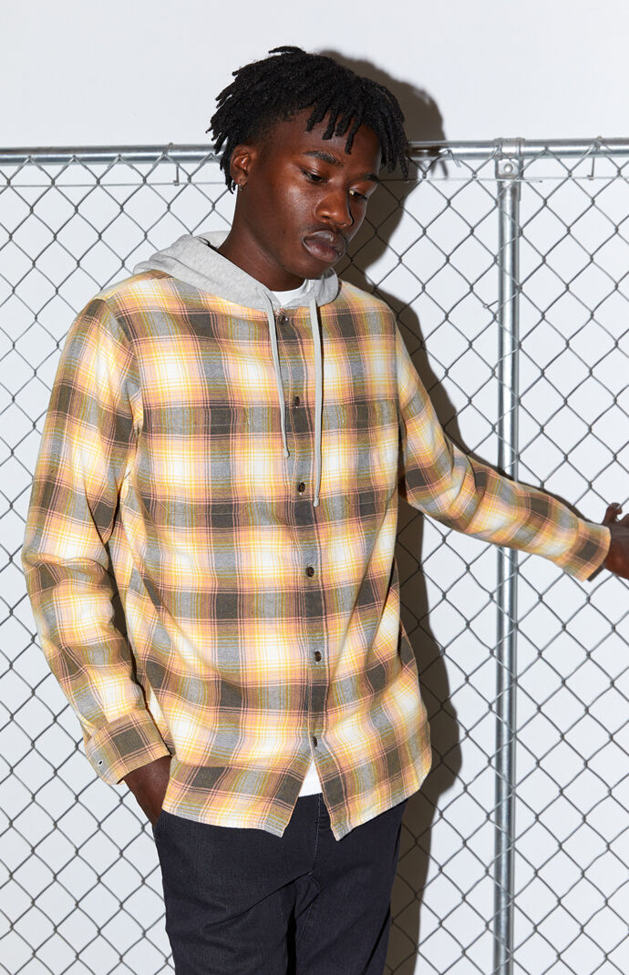 Hooded Plaid Flannel Shirt