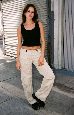 Black Basic Mesh Scoop Tank Top image number 1