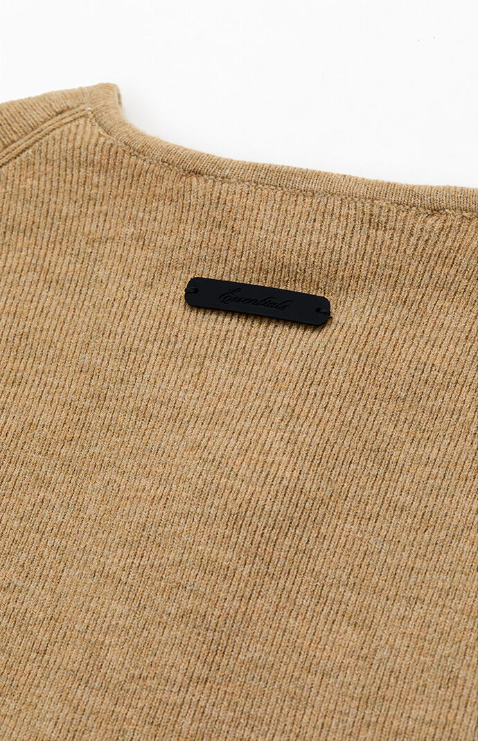 Fear of God ESSENTIALS Women's Dune Signature Ribbed Knit Long Sleeve Zip Up Top