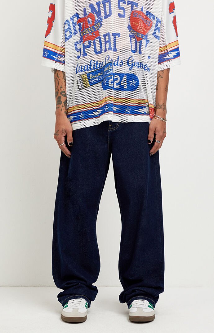 Pacsun Dylan Baggy Jeans Contrast Stitch Dark Blue