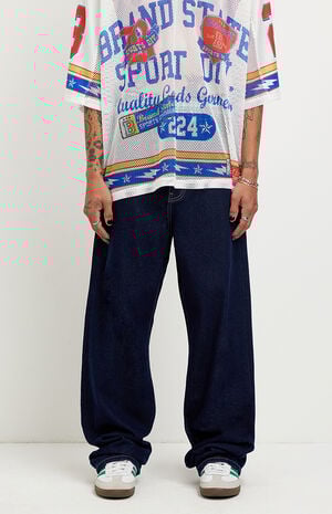 Dylan Baggy Jeans Contrast Stitch Dark Blue image number 2