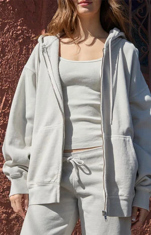 Cement Christy Zip Up Oversized Hoodie image number 1