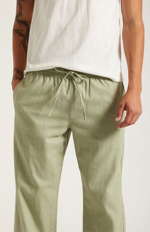 Olive Straight Leg Linen Pants image number 5
