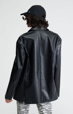 Faux Leather Oversized Blazer image number 4