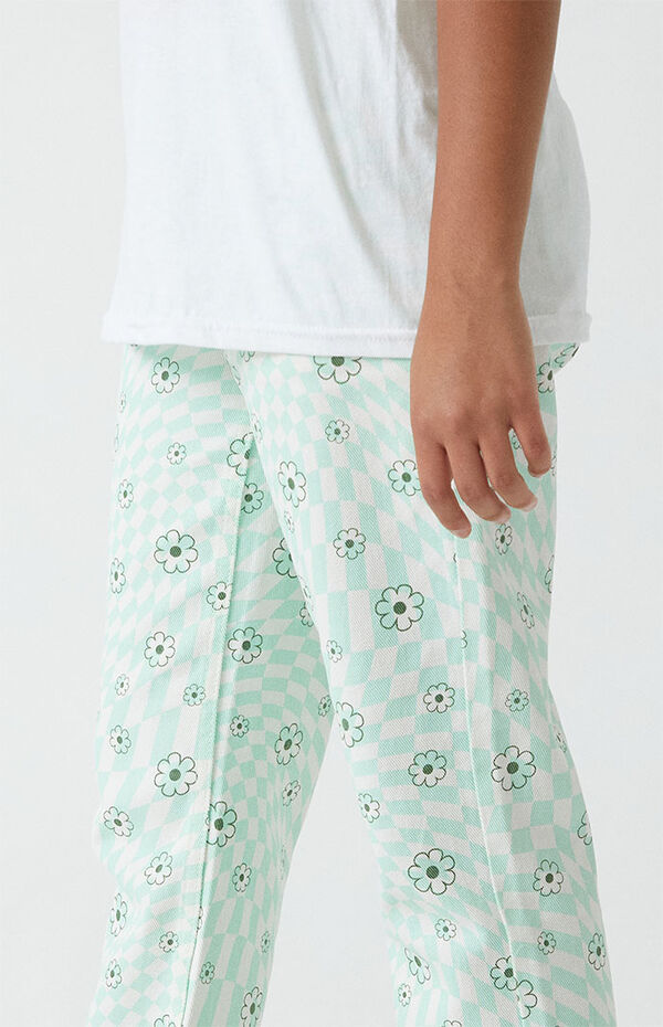 Pacsun Kids Checkerboard Flower Straight Leg Jeans