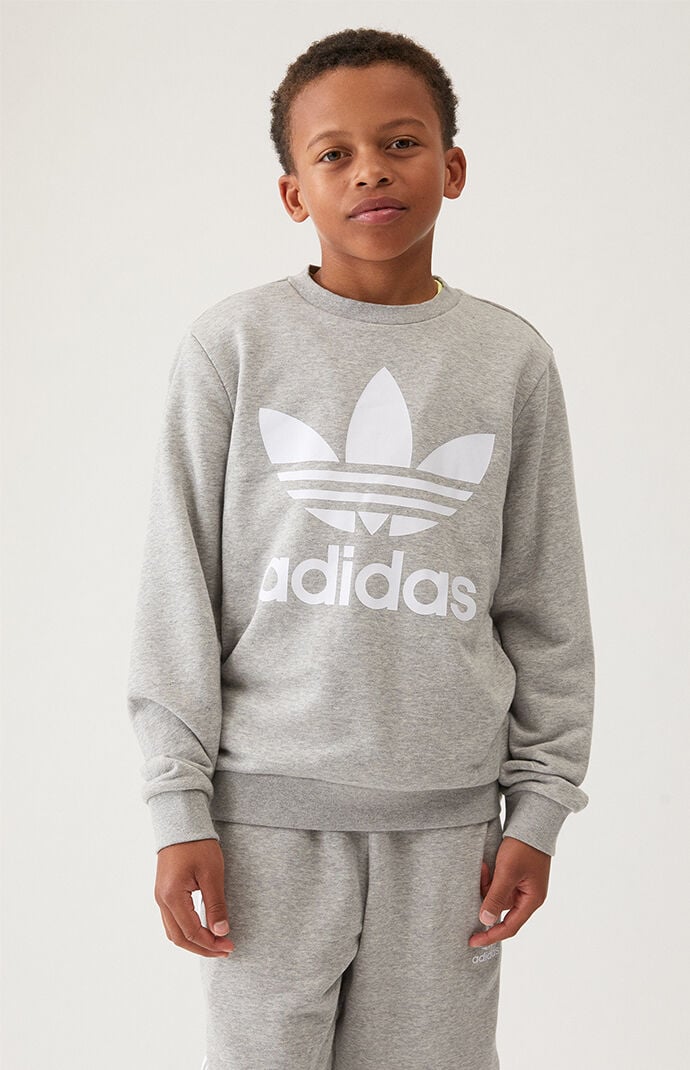 Adidas trefoil sweatshirt grey sales